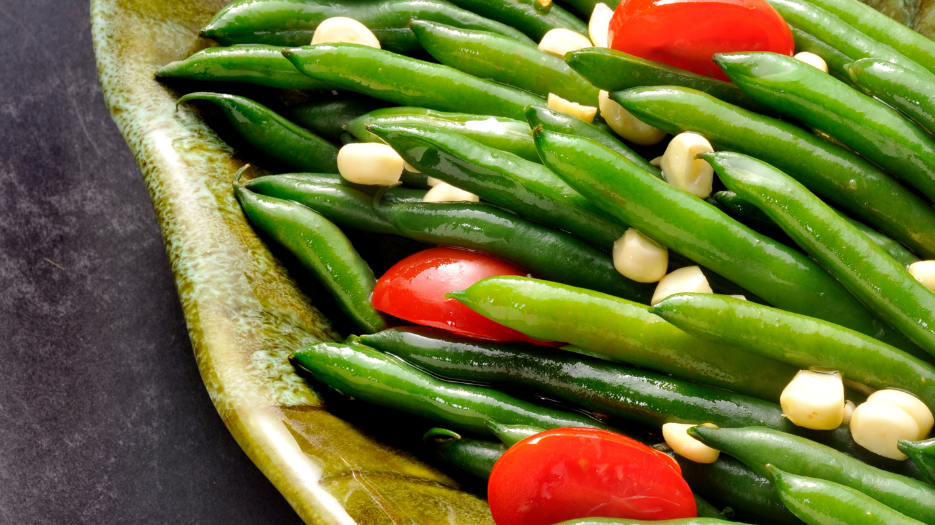 Green Bean Salad with Corn, Tomatoes and Kai’s Special Yogurt Dressing