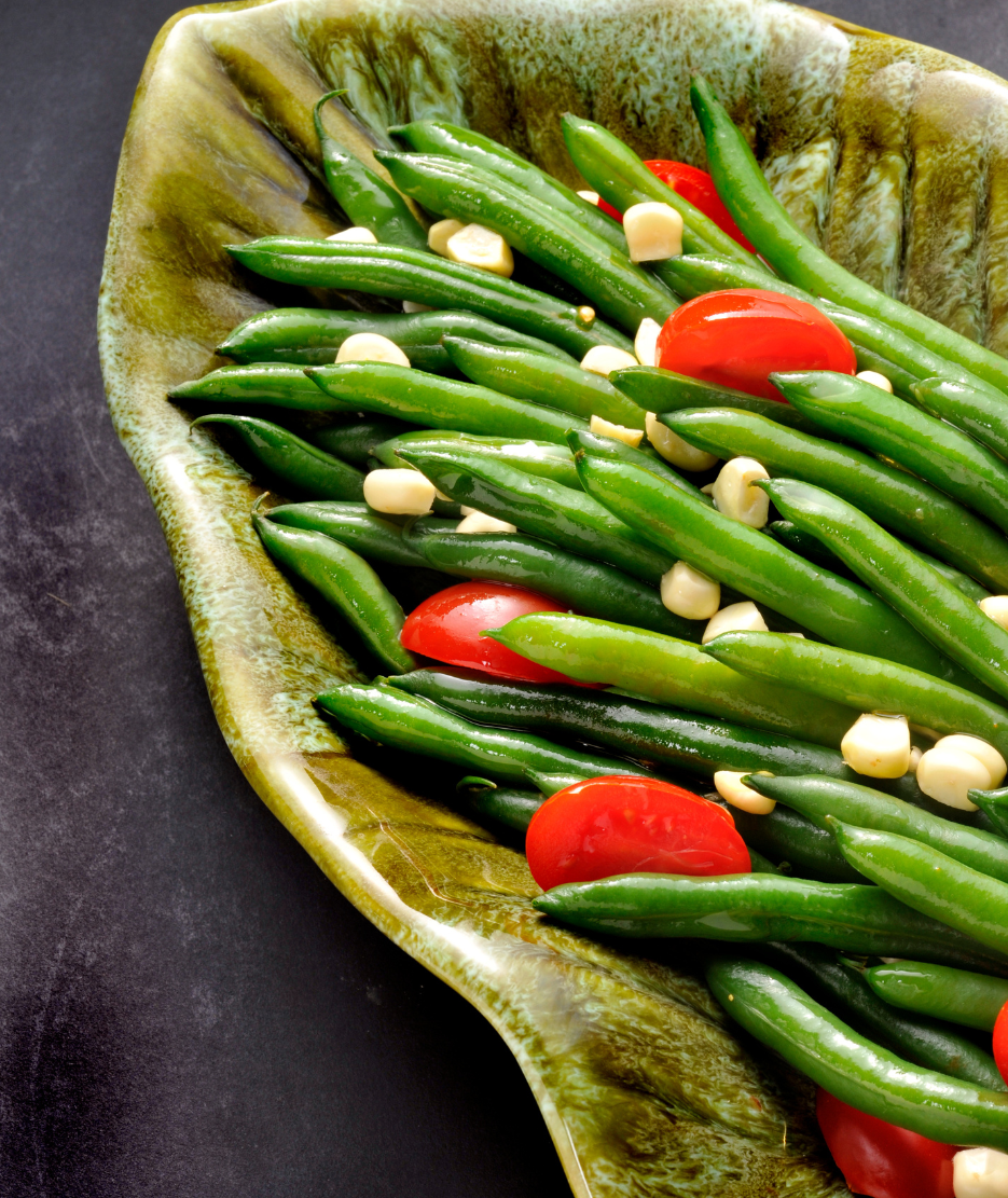 Green Bean Salad with Corn, Tomatoes and Kai’s Special Yogurt Dressing